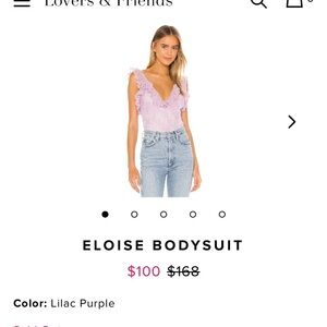 Lovers + Friends Lilac Ruffle V-Neck Bodysuit